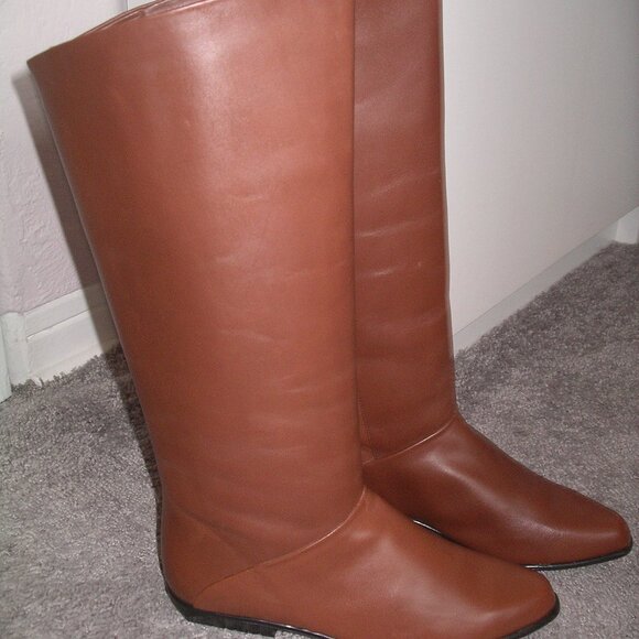Vintage 100% leather saddle brown women's knee-high equestrian boots size 8.5 - Picture 5 of 14